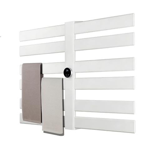 K&KALONZO Electric Towel Warmer Wall Mount Heated Rack Timer, 12-Bar,White | Fast Heat in 2 Min, 3 Heat Levels, Anti-Scald, NTC Safety, Plug-in/Hardwired Aluminum Towel Warmer for Bathroom - color: White, size: 12-Bar