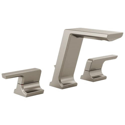 Delta Pivotal Brushed Nickel Bathroom Faucet 3 Hole, 8 Inch Widespread Bathroom Sink Faucet for Vanity, Metal Push-Pop Drain, Lumicoat Stainless 3599LF-SS-PR-MPU - color: Stainless