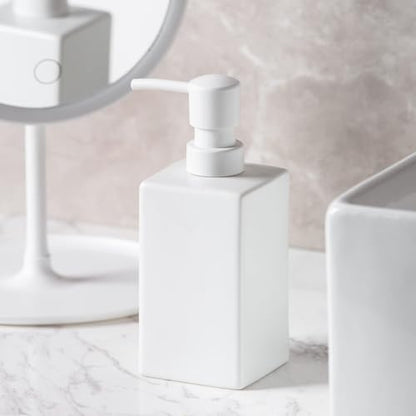 Lotion Dispenser Matte Soap Dispenser Ceramic Lotion for Bathroom Countertop Dish Soap Pump - color: Matte White, size: Square