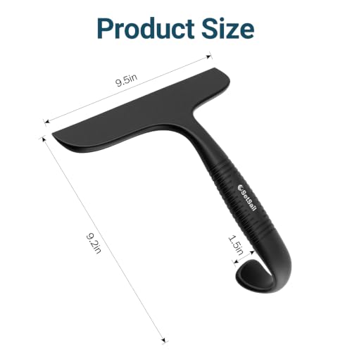 SetSail Shower Squeegee for Glass Doors,One-piece All Silicone Squeegee | Streak-Free Bathroom Squeegee for Shower Glass Window Mirror Tile Wall, Built-in Hook, Ergonomic Grip, Black（9.5-inch）