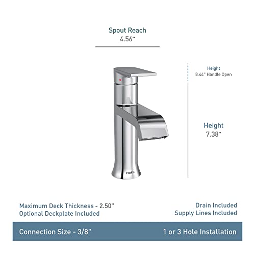 Moen Genta LX Matte Black One-Handle Modern Bathroom Sink Faucet with Optional Deckplate and Low-Arc Spout for Bath Countertop, 6702BL - color: Matte Black