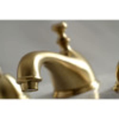 Kingston Brass KS3968PX Restoration Widespread Lavatory Faucet with Porcelain Cross Handle, Brushed Nickel - color: Brushed Nickel