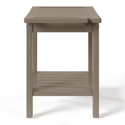 Sage HDPE Poly Plastic Waterproof Bathroom Shower Bench, Weathered Wood - color: Weathered Wood