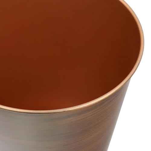 happimess Nolan 2 Gal Smooth Steel Wastebasket, Antique Copper | 10" Height, Lidless Open Top, Fingerprint Resistant, Copper-Plated Finish, Small Space Design - color: Antique Copper, size: Set of 1