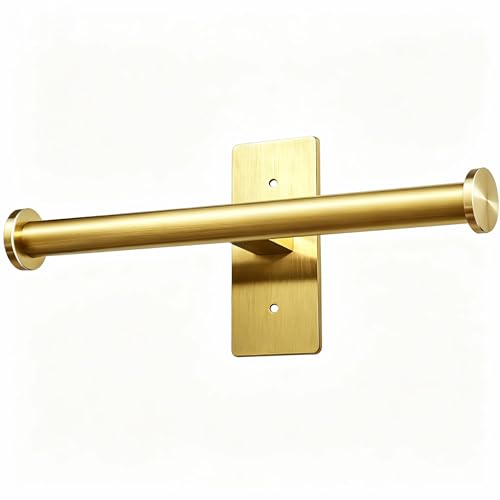 Double Roll Toilet Paper Holder, OBODING, Gold Stainless Steel Toilet Roll Holder, Adhesive or Drilling Toilet Paper Holder Wall Mount for Bathroom (Gold) - color: Gold