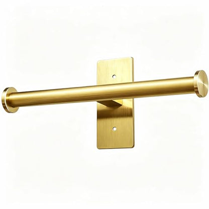 Double Roll Toilet Paper Holder, OBODING, Gold Stainless Steel Toilet Roll Holder, Adhesive or Drilling Toilet Paper Holder Wall Mount for Bathroom (Gold) - color: Gold