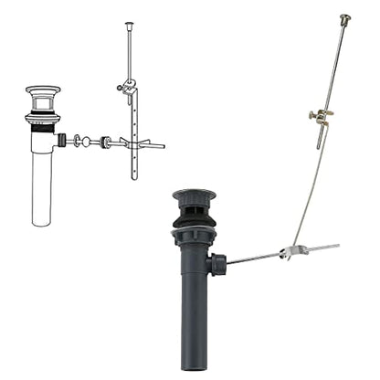 WOWOW Bathroom Drain Assembly Stopper with Lift Rod for Bathroom Faucet Vanity Sink Pop-Up Drain Stopper Assembly with Lift Rod and Overflow,Brushed Nickel - color: Brushed Nickel, style: Style B: lift rod drain