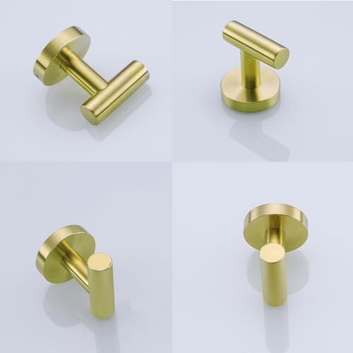 Towel Hooks for Bathrooms,Brushed Gold Wall Mount Hooks SUS 304 Stainless Steel Coat Hook Robe Hook Towel Hook 2 Count for Kitchen,Bedroom (Drilling),96006-8BG - color: Brushed Gold
