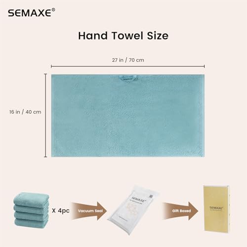 4-Pack Blue Cotton Hand Towels for Bathroom with Hanging Loops | Sink-side towels for drying hands and face, ideal for bathrooms, guest baths, powder rooms, OEKO-TEX certified, easy care - color: A04: Blue
