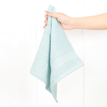 American Soft Linen Salem Washcloth Sets, 4 Piece Luxury 600 GSM 100% Cotton Washcloths for Bathroom, 13x13 inches Washrags Premium Quality Hand Face Towels, Mint - color: Mint Green, size: 13x13"
