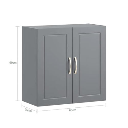 SoBuy Wall Cabinet Laundry Room, Medicine Cabinet for Bathroom Kitchen Garage,Floating Cabinet Hanging Storage with Adjustable Shelf, Grey FRG231-DG | Floating Wall Storage Cabinet With Adjustable Shelf, All-Match Bathroom Cabinet For Various Home Storage
