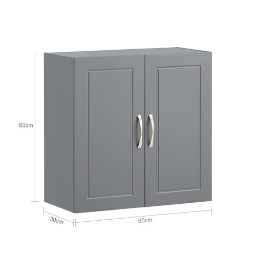 SoBuy Wall Cabinet Laundry Room, Medicine Cabinet for Bathroom Kitchen Garage,Floating Cabinet Hanging Storage with Adjustable Shelf, Grey FRG231-DG | Floating Wall Storage Cabinet With Adjustable Shelf, All-Match Bathroom Cabinet For Various Home Storage