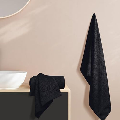 MyOwn Ultra Soft 3 Pack Cotton Towel Set, Contains a Bath Towels 28x55 inch, a Hand Towels 16x24 inch & a Wash Coths 12x12 inch, Ideal Everyday use, Compact & Lightweight - Black - color: Black, size: 3 Pack Set