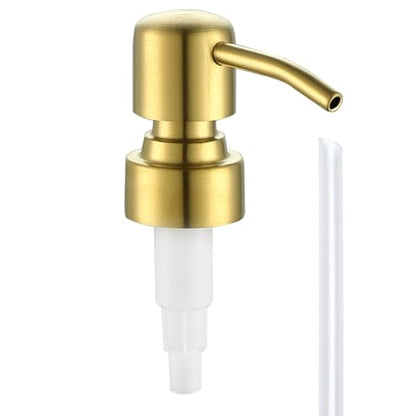 Gold Soap Dispenser Pump Replacement - Brushed Finish 304 Stainless Steel Hand Liquid Soap and Lotion Dispenser Pumps Replacement for Regular Mouth Bottles, Standard 28/400 Neck Size - color: Brushed Finish-gold, size: 1pcs