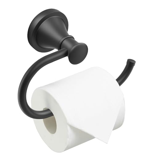 Toilet Paper Holder Wall Mount Bathroom Tissue Roll Holder Matte Black | Pivoting Tissue Roll Holder, High Quality Stainless Steel Hand Towel Ring Rustproof, Bathroom Accessories,Toilet Storage - color: Matte Black
