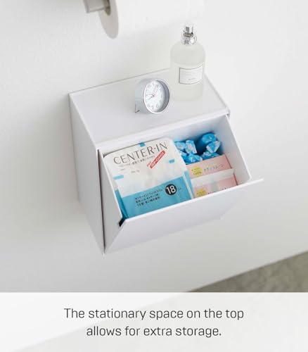 YAMAZAKI Home Tower Compact Wall Bin With Lid & Tray, Small Storage Container or Waste Holder for Bathroom & Kitchen