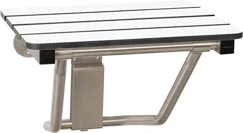 30" x 15" Phenolic White 3” Slats Folding Wall Mount Shower Seat Bench, ADA Compliant - color: White, size: 30"
