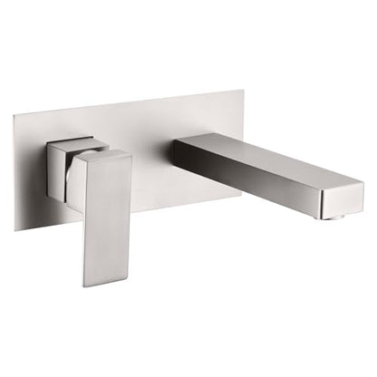 SUMERAIN Brushed Nickel Bathroom Sink Faucet Wall Mount | Rough-in Valve Included, Left-Handed, Single Handle - color: Brushed Nickel, size: Left-Handed