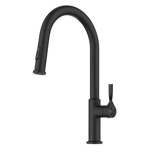 KRAUS Torak Pull Down Kitchen Faucet in Matte Black with 2 Function Sprayer, Pre-Attached Water Lines, and Mounting Hardware, KPF-2840MB - color: Matte Black, style: Pull-Down Faucet