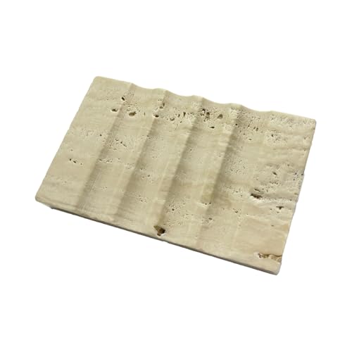 WeDoDecor Real Travertine Marble Soap Dish for Shower Stone Tray Small Bar Soap Holder with Self Draining | Non-Slip, Luxury Bath Room Accessories (Beige) - color: Beige