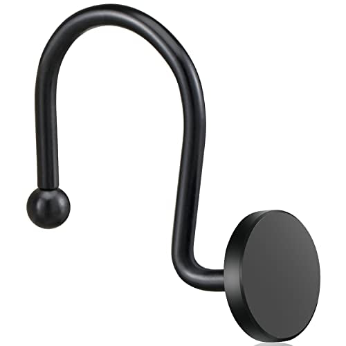 CHICTIE Black Shower Curtain Hooks, 12 Pieces, Metal, Shower Curtain Rings, Modern Decorative Design - color: Black