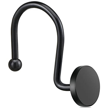 CHICTIE Black Shower Curtain Hooks, 12 Pieces, Metal, Shower Curtain Rings, Modern Decorative Design - color: Black