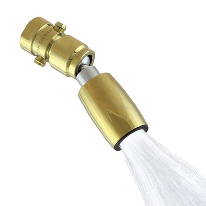 High Sierra® - CLASSIC™ Solid Lead-Free Metal 1.5 GPM Award Winning. Ultra Low Flow Shower Head with Trickle Valve. Patented Nozzle Never Clogs - Polished Brass Finish - color: Polished Brass, size: 1.5 GPM