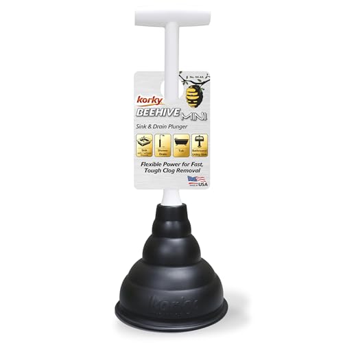 Korky Beehive Mini Sink and Drain Plunger - Works for Bathrooms, Kitchens, Sinks, Baths and Showers - Strong Suction Power for Easy Clog Removal - size: No Size