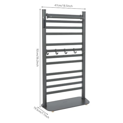 Freestanding Towel Warmer Rack, Heated Electric Carbon Fiber, Timer (Grey) | Place in Bathrooms to Warm Towels and Dry Clothes—Carbon Fiber Heating Eliminates Dampness, Spa‑Like Comfort Daily. - color: Grey