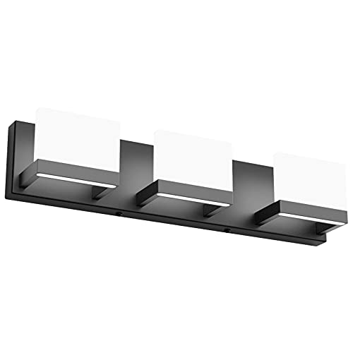 Tipace Black LED Vanity Lighting Fixture Modern 3 Lights Vanity Lights for Bathroom Black Bathroom Wall Light Fixtures 6000K - color: Matte Black, size: 3 Lights,21-inch