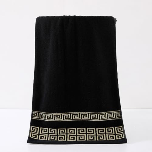 Highly Absorbent Embroidered Bath Towel Set of 3, 100% Cotton Bath Towels | 1 Bath Towel 2 Hand Towels, Super Soft and Absorbent Bathroom Towels - color: Black