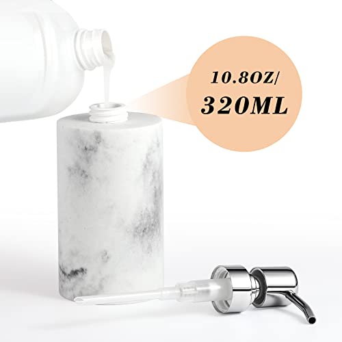 Luxspire Soap Dispenser, Cylinder-Shaped Soap Bottles, Gravel White, 1pack | 320ml Premium resin, modern cylindrical design easy clean pump, multi-purpose liquid storage - color: Marble