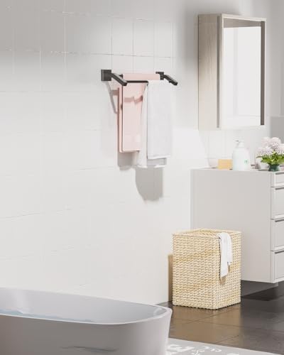 Alise Double Towel Bar,16 Inch Double Towel Racks for Bathroom, Matte Black | Quick Drying Bathroom Towel Holder, SUS304 Stainless Steel Towel Hanger Wall Mounted, Useable Length 14.9" - color: Matte Black, size: 16-Inch (2-Bars)
