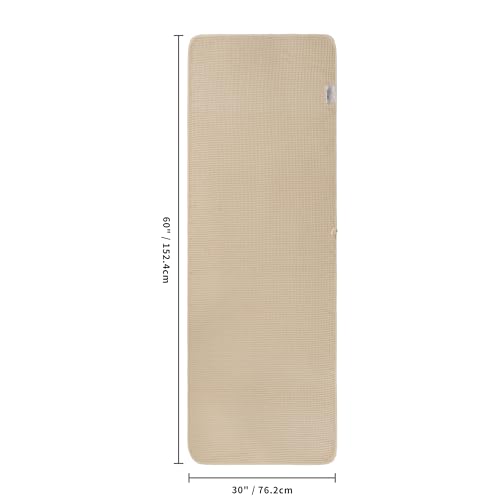 POLYTE 430 GSM Poly Blend Microfiber Quick Dry Waffle Bath Towel, 30x60 in | 4 Pack, Oversize, Lint Free, Body Towel - color: Beige