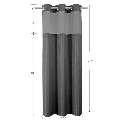Colorful Star No Hook Waffle Shower Curtain with Snap in Fabric, Waterproof Shower Curtains with See Through Top Window, Small Stall Bathroom Curtain and Liner Set, 36'' x 75'', Charcoal Grey - color: Charcoal Grey, size: 36"W x 75"L (Pack of 1)