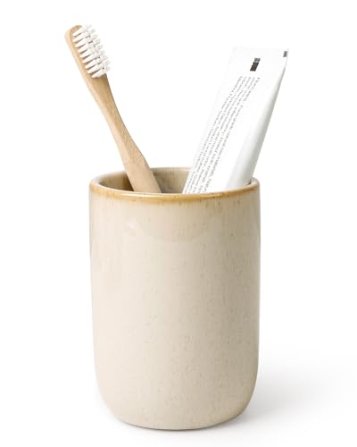 BosilunLife Ceramic Toothbrush Holder (Greige, Cylinder) - color: Greige-cyl, size: cylinder