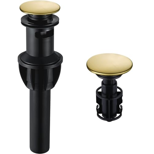 Bathroom Sink Drain, Pop Up Drain Stopper with Overflow, Lavatory Vanity Vessel Sink Drain Assembly, Brushed Gold - color: Brushed Gold