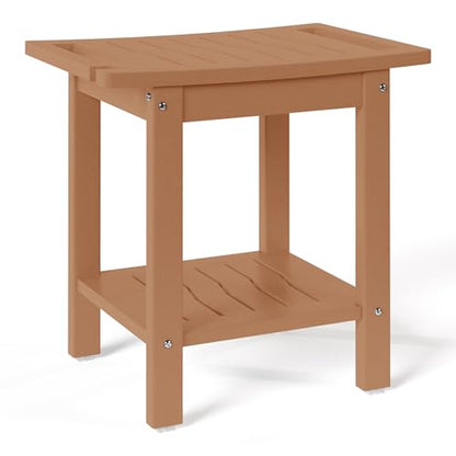 Sage HDPE Poly Plastic Waterproof Bathroom Shower Bench, Teak - color: Teak