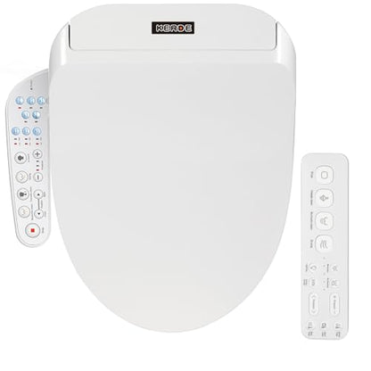 KERDE P30B Bidet Toilet Seat - Dual Control (Side Panel & Remote), Warm Water Wash, Heated Seat, Warm Air Dryer, LED Night Light,Existing Toilets Electric Bidet Elongated Electronic Heated Smart - style: Minimalist