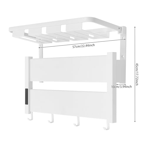 Electric Towel Warmer, Wall-Mounted Towel Heater with Timer, Foldable Shelf, 95-158℉ Temp, Aluminum Plug-in Bath Heater for Bathroom, 100W, IPX4 Water Prevention, 44lbs + 33lbs Capacity (Creamy White)
