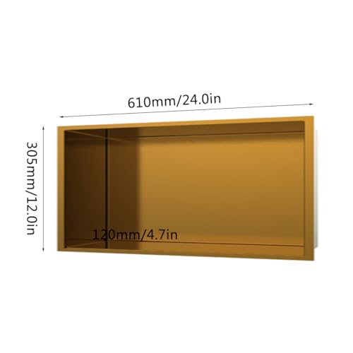 Stainless Steel Shower Niche, Recessed Niche Shower, Rectangle Bathroom Wall Soap Niche Nook Insert for Sealed Shower Assemblies,Gold - color: Gold