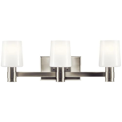 Kichler Adani 3-Light Bathroom Vanity Light, Brushed Nickel | Modern vanity light with opal glass for bathrooms and powder rooms (24" x 8.25"), 55176NI - color: Brushed Nickel, size: 24"