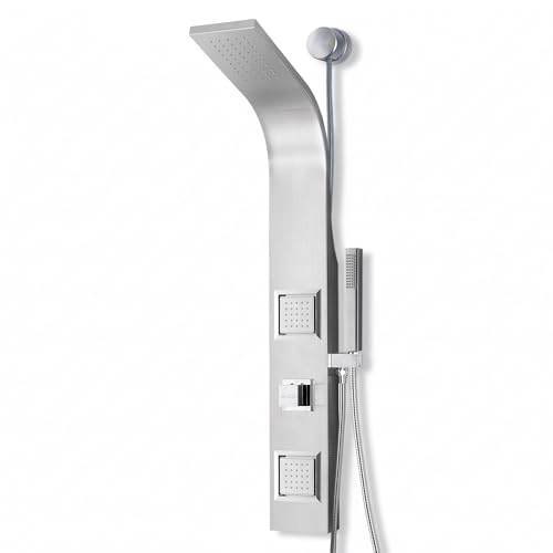ANZZI Level 66" Body Massage 2 Jetted Shower Panel System With Heavy Rain | Includes Two 2 Fully Adjustable Acu Stream Jets, Installation Installs To Existing Water Line, Built To Last - color: Stainless Steel 2, style: 2 Jets