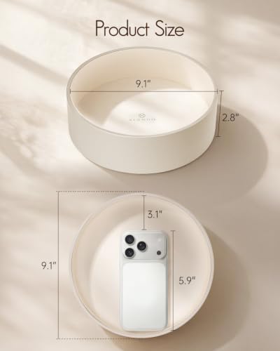 VLANDO360° Makeup Organizer,PU Leather Vanity Tray for Skincare | Rotating Vanity Organizer,Holds Perfume,Makeup,Nail Polish,Daily Essentials on Bathroom Countertop,Dresser,Cream White - color: Cream White
