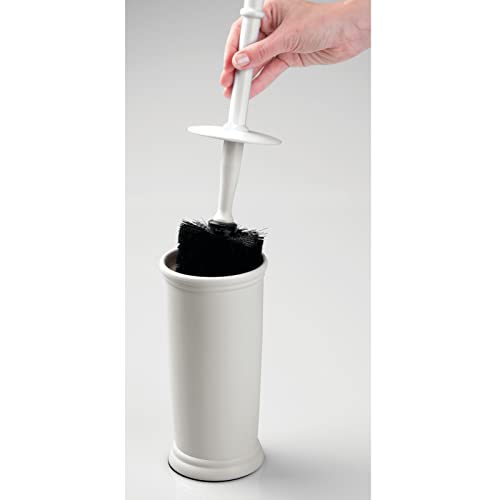 mDesign Toilet Bowl Brush and Holder - Covered Bathroom Toilet Brush - Standing Toilet Bowl Scrubber in Modern Holder - Space Saving, Deep Cleaning Brush for Toilet - Hyde Collection - Light Gray - color: Light Gray