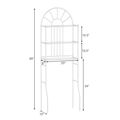 Tangkula Bathroom Space Saver, 3-Tier Over the Toilet Storage Rack, Bathroom Organizer with Metal Frame Shelf for Home Bathroom Laundry, 23 x 13 x 68 Inches, White