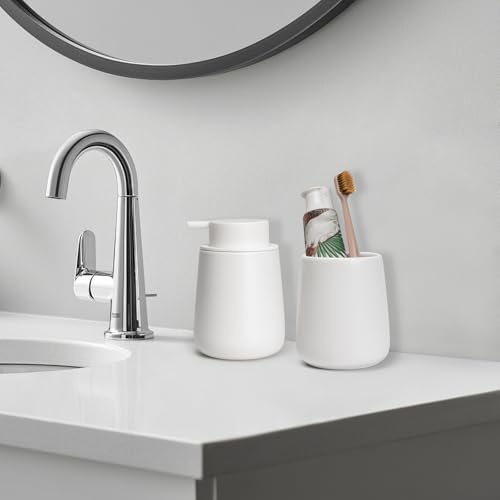Bathroom Tumbler Cup Ceramic 13.5oz Reusable Toothbrush Cup 400ml, Toothbrush Holder Adequate for Your Bathroom (White) - color: White, size: 1pcs