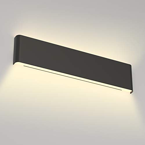 Aipsun 20W/24in Rectangular LED Black Modern Wall Sconce Horizontal Up and Down Wall Mount Light for Indoor Vanity Bar Light Bedroom Living Room Bathroom Home Lighting Fixtures (Warm White 3000K) - color: Warm Light Black, size: 24 inch, style: 3000K