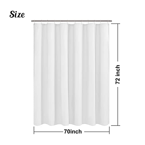 Embossed Microfiber Shower Curtain Liner 70 x 72 inches, White | Machine Washable, Bottom Magnets, Water Repellent, 70x72 Soft Fabric Shower Curtain for Bathroom - color: White, size: 70"W x 72"L (Pack of 1)