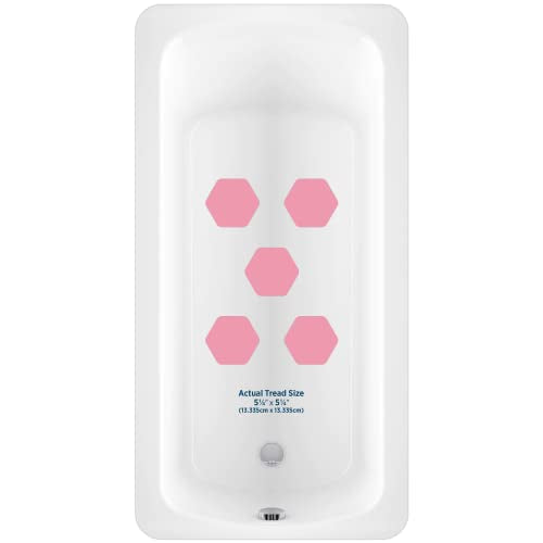 Kahuna Grip Bathtub Bath and Shower 5¼" Hexagon Non-Slip Traction Treads (Pink) - color: Pink